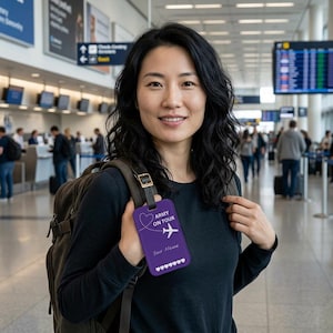 BTS ARMY on Tour Luggage Tag | Personalizable | 7 Hearts Minimalist Bag Tag | K-pop Travel Accessory | Gift for ARMY | Purple Travel Gear