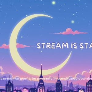 Twitch Overlay Pack - Animated & Static Cute Pixel Art Stream Screens - Starting, BRB, Ending, Offline - Kawaii Pastel Sailor Moon inspired