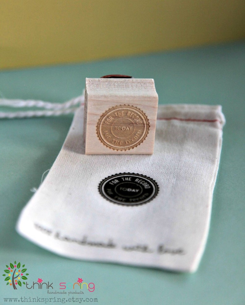 Today Wood Mounted Red Rubber Stamp