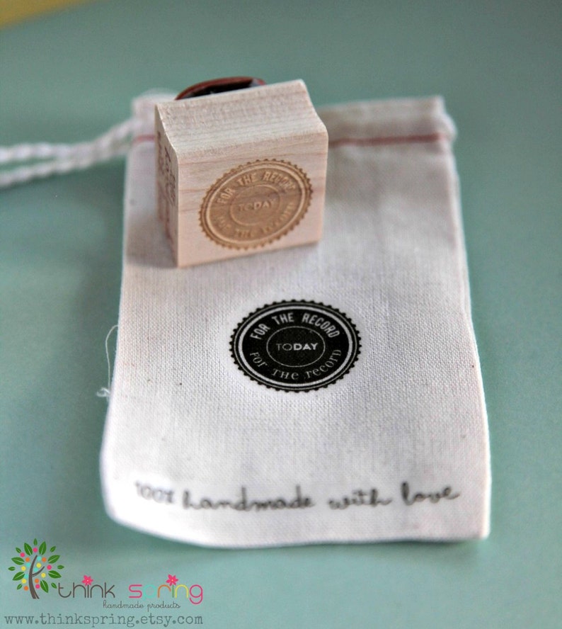 Today Wood Mounted Red Rubber Stamp