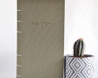 Coptic stitch bound notebook - green  olive