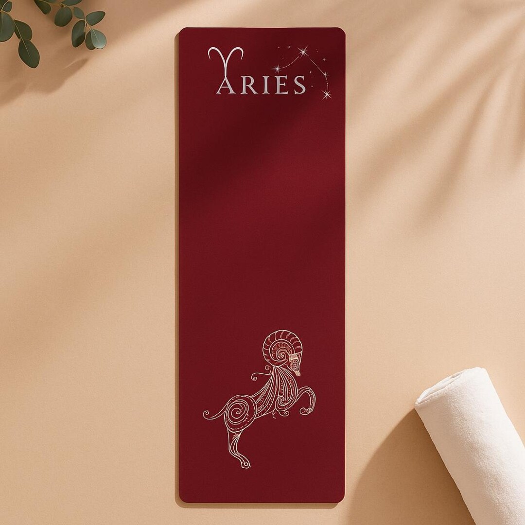 Aries Yoga Mat - Red Zodiac Fitness Rug, Non-slip Astrology Yoga Rug ...