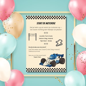 Invitation à une fête d'enfants sur le thème de la course, modifiable dans Canva | Invitation à une fête en voiture pour garçon | Invitation numérique : le diable de la vitesse