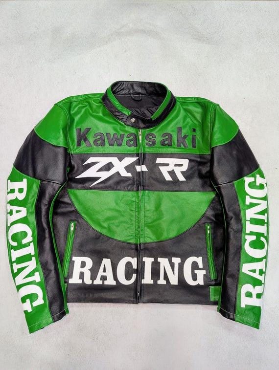 Kawasaki ZX-RR Racing Leather Jacket: Genuine Cowhide Motorcycle