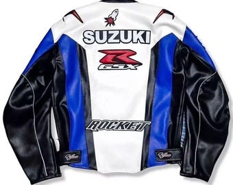 Suzuki GSX-R Leather Motorcycle Jacket: Racing Moto Gear - Etsy