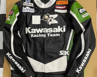 Kawasaki Racing Leder Motorradjacke: SBK MotoGP Style