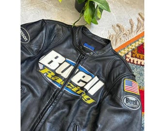 Vintage Buell Racing Leather Motorcycle Jacket by Vanson Leathers