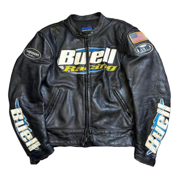Vintage Buell Racing Leather Motorcycle Jacket by Vanson Leathers