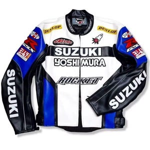 SUZUKI Racing Leather Motorcycle Jacket Suzuki GSX-R Stylish Moto Gear Geniune Cowhide Biker Leather jacket