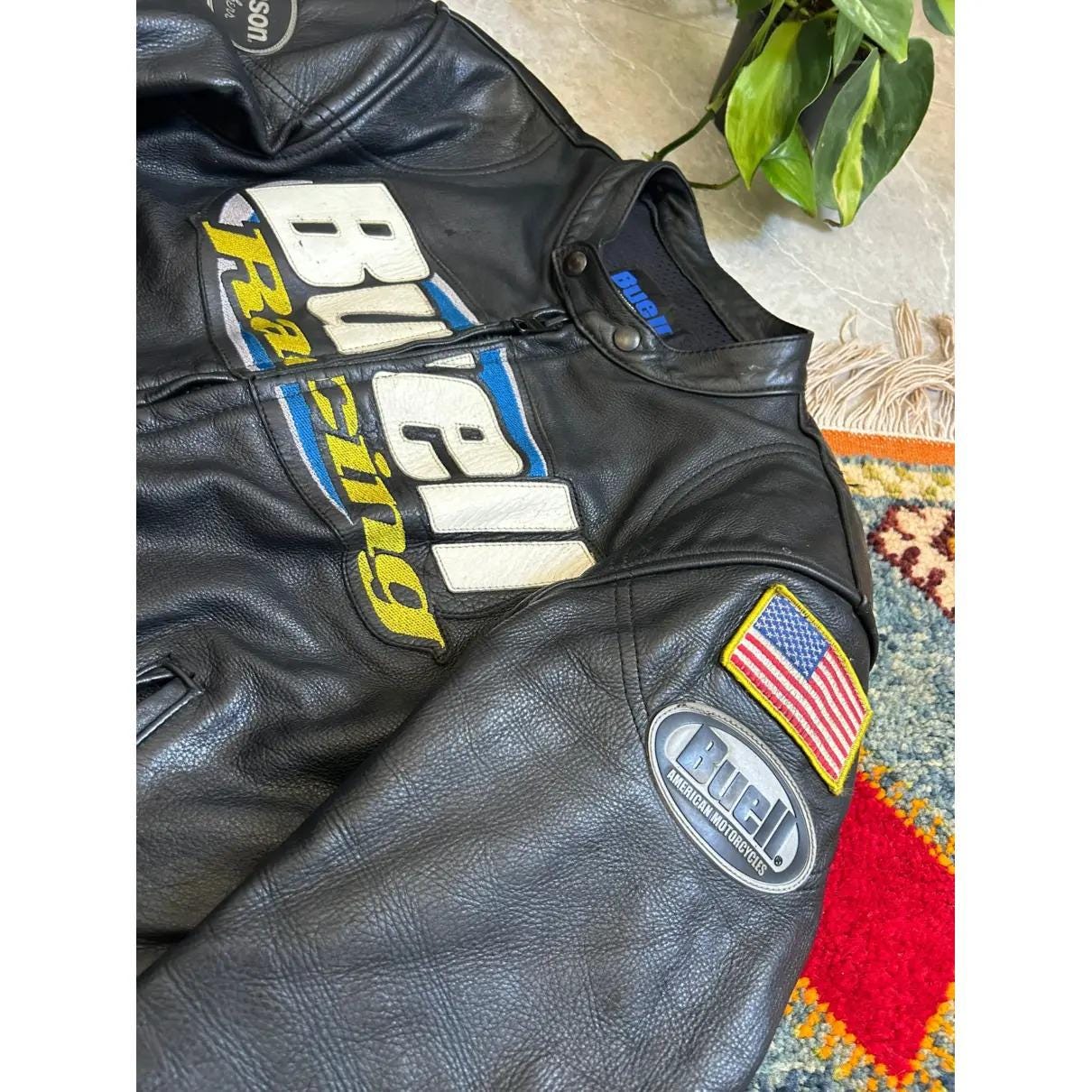 Vintage Buell Racing Leather Motorcycle Jacket by Vanson Leathers
