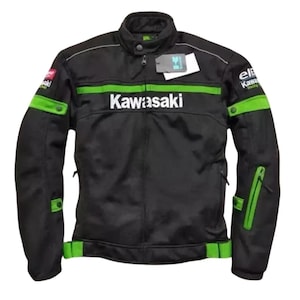 All Season Kawasaki Motorbike Riding Jacket Mesh Fabric Motorcycle Racing Kawasaki Jacket Lightweight Windproof Biker Jacket