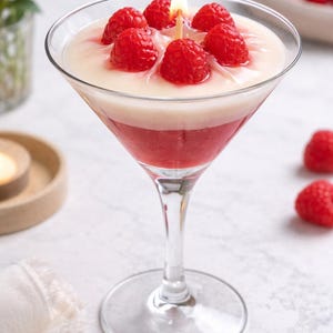 Raspberry Martini Candle – Cocktail Glass Dessert Soy Candle Gift, DHALINÉ LUMIÈRE