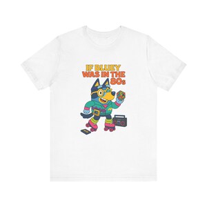 Retro Bluey 80s Tee, Unisex T-Shirt, Nostalgic Graphic Shirt, Fun Gift for Kids & Adults