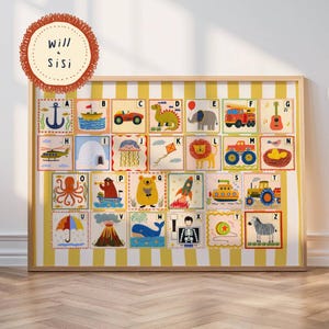 ABC Alphabet Print For Boys Nursery Decor Educational Wall Art Printed & Shipped Learning Poster Toddler Bedroom Playroom Artwork | 10