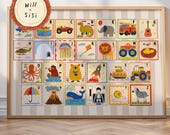 Alphabet Wall Art Kids Learning Print ABC Nursery Poster Illustrated Alphabet Chart Playroom Decor Toddler Room Educational Art | 01