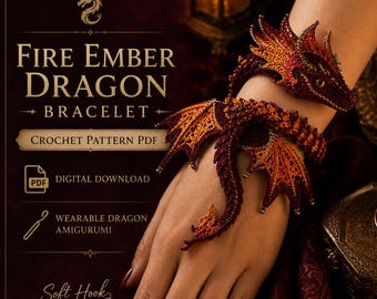 Smaragdgrünes Drachenarmband – Häkelanleitung (PDF), Tragbarer Fantasy-Drache (Amigurumi)