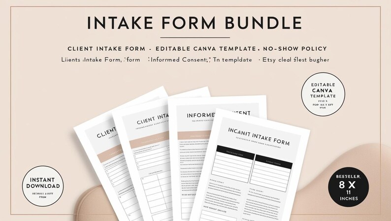 Digital Client Intake Form | Editable Canva Template for Health ...