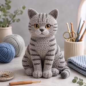 Crochet Cat Pattern PDF | Amigurumi Cat | Sitting Kitten Plush | Digital Download