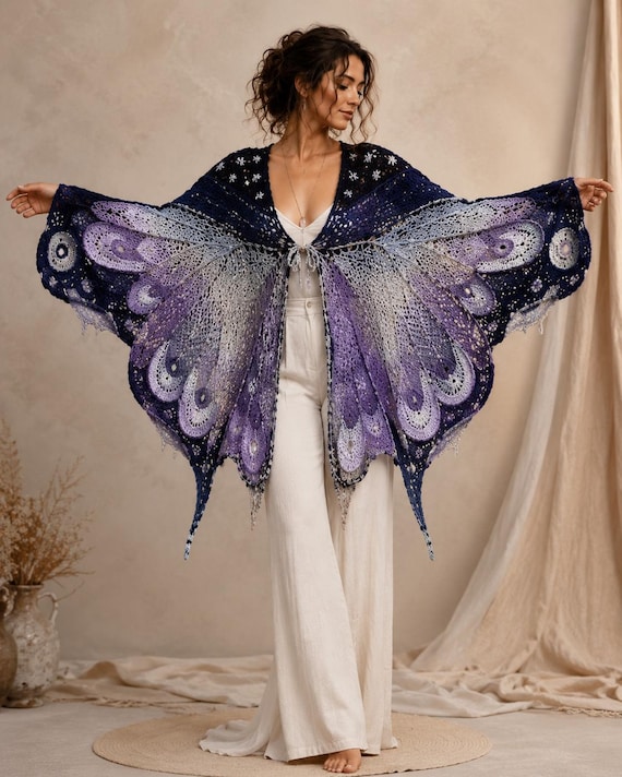 Butterfly Wings Crochet Cardigan Pattern PDF, Beginner Wing Sweater, Handmade Crochet Fashion