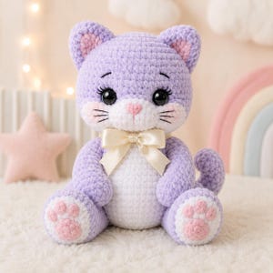 Kawaii Cat Crochet Pattern PDF | Cute Chubby Kitten Plush | Amigurumi Cat DIY