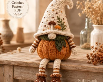 Häkelanleitung für einen Kürbis-Gnom (PDF), Sonnenblumen-Amigurumi, Halloween-Deko, Herbstdeko – Sofort-Download