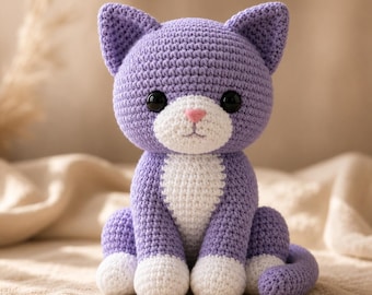 Crochet Cat Pattern PDF, Amigurumi Cat Plush Tutorial, Sitting Kitten Crochet Pattern, Cat Crochet Pattern, Cute Kitty Toy, Digital Download