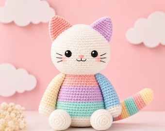Crochet Cat Pattern PDF, Amigurumi Kitten Plush Tutorial, Sitting Kitty Crochet Pattern, Cute Plush Toy, Beginner Friendly Digital Download