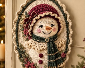 Häkelanleitung für einen Schneemann als Wandbehang (PDF), Weihnachtsdekoration für die Tür, winterlicher Amigurumi-Weihnachtsschmuck