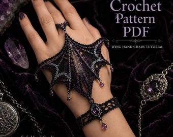 Häkelanleitung für ein gotisches Drachenarmband (PDF), Anleitung für ein Flügel-Handkettenarmband