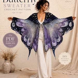 Butterfly Wings Crochet Cardigan Pattern PDF, Beginner Wing Sweater, Handmade Crochet Fashion image 8