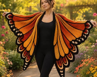 Butterfly Cardigan Crochet Pattern PDF, Oversized Fairycore Sweater, Cottagecore Boho Wrap, Festival Crochet