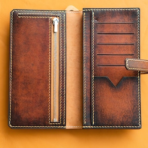Hand Dyed Long Leather Wallet, Personalized to Express Your Uniqueness, A Meaningful Gift for Your Loved Ones and Friends