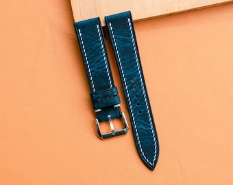 Waxed Leather Watch Strap, Customizable Strap Sizes, 24mm, 23mm, 22mm, 21mm, 20mm, 19mm, 18mm