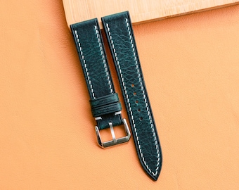 Waxed Leather Watch Strap, Customizable Strap Sizes, 24mm, 23mm, 22mm, 21mm, 20mm, 19mm, 18mm