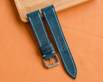 waxed Leather Watch Strap, Customizable Strap Sizes, 24mm, 23mm, 22mm, 21mm, 20mm, 19mm, 18mm