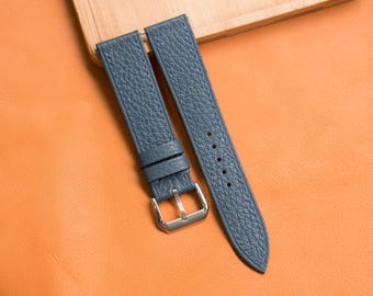 Togo  Leather Watch Strap, Customizable Strap Sizes, 24mm, 23mm, 22mm, 21mm, 20mm, 19mm, 18mm