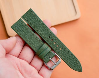Togo Leather Watch Strap, Customizable Strap Sizes, 24mm, 23mm, 22mm, 21mm, 20mm, 19mm, 18mm