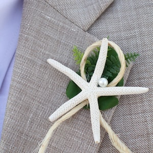 6 Gentlemens Boutonnière Starfish Coastal Beach for Theme Wedding DESIGN 1 image 1