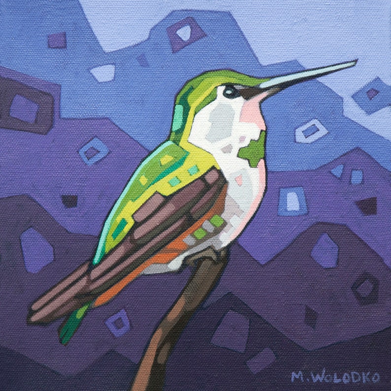 Bird Art Print 8 x 8  Hummingbird image 1