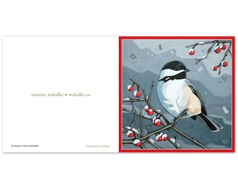 Chickadee in Winter - Pack of 10 Christmas Cards - 5.25" x 5.25"