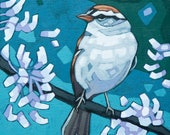 Bird Art Print, 8" x 8" - Chipping Sparrow
