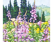 Floral Art Print, 8" x 8" - Fireweed