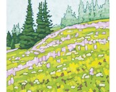 Landscape Art Print, 8" x 8" - Sun Peaks Meadow