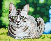 Cat Art Print - 11" x 14", Green Eyes