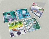 Birds and Blossoms Greeting Cards - Set of 5 (Combo 3)