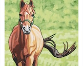 Horse Art Print, 8" x 8" - Trotting