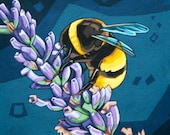 Bumblebee and Blossoms Art Print - 8" x 8"