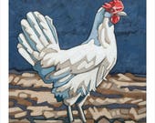 Chicken Art Print, 8" x 8" - Blanche