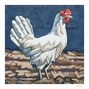Chicken Art Print, 8&quot; x 8&quot; - Blanche