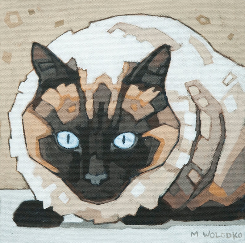 Siamese Cat Art Print 8 x 8 image 1